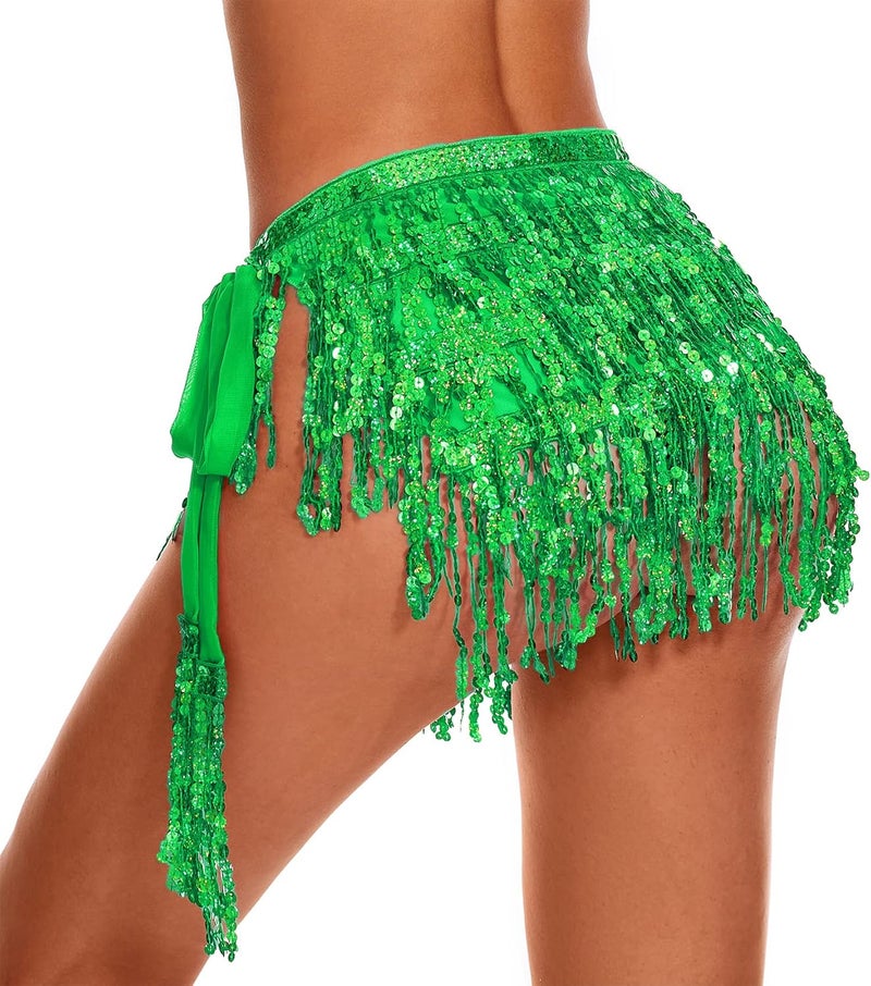Durio Belly Dance Skirt Tassel Fringe Rave Skirt Party Sequin Tassel Skirt Belly Hip Scarf Festival Outfits for Women - Image 3